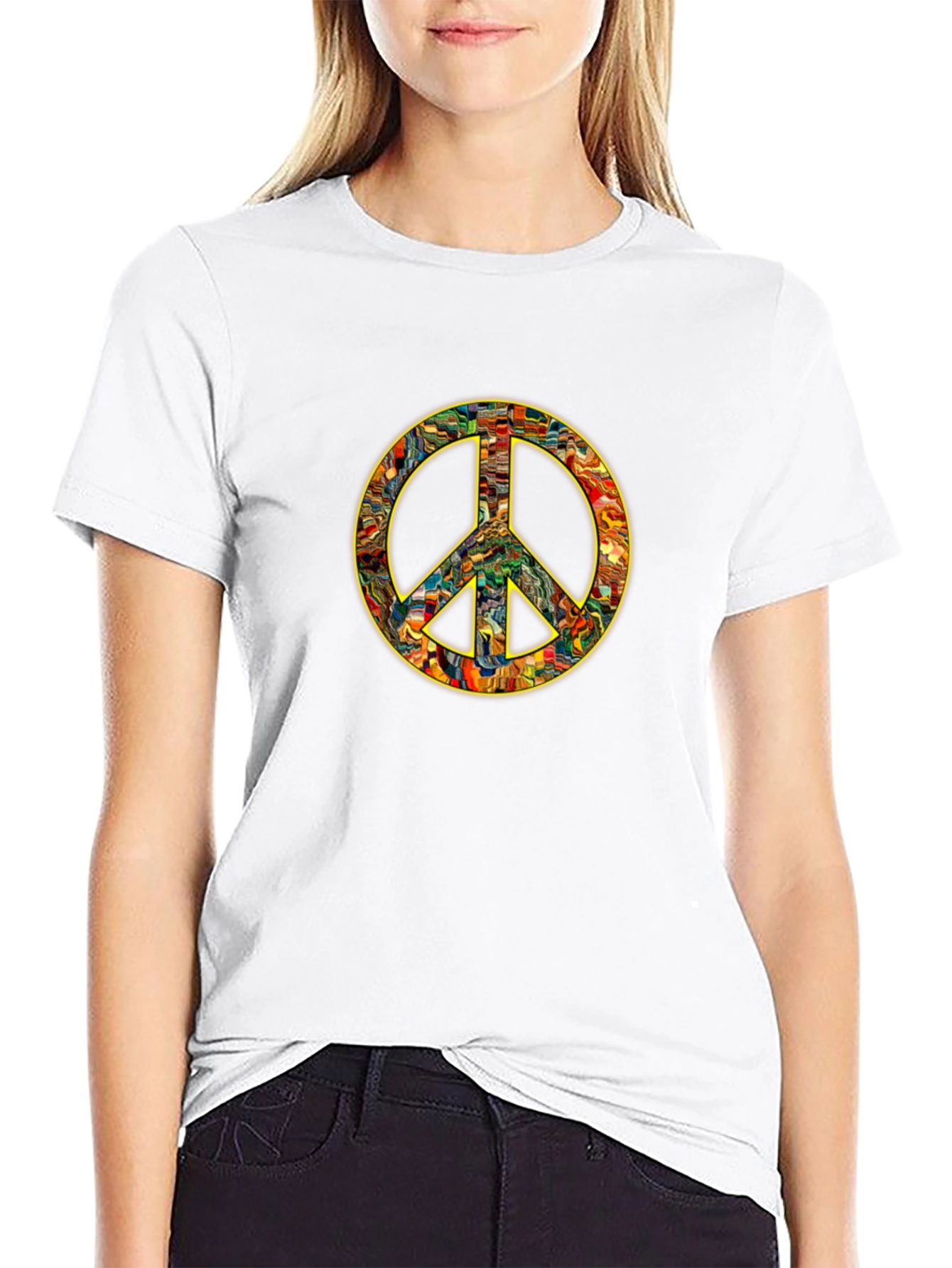 Peace Sign Graphic Black T-Shirt