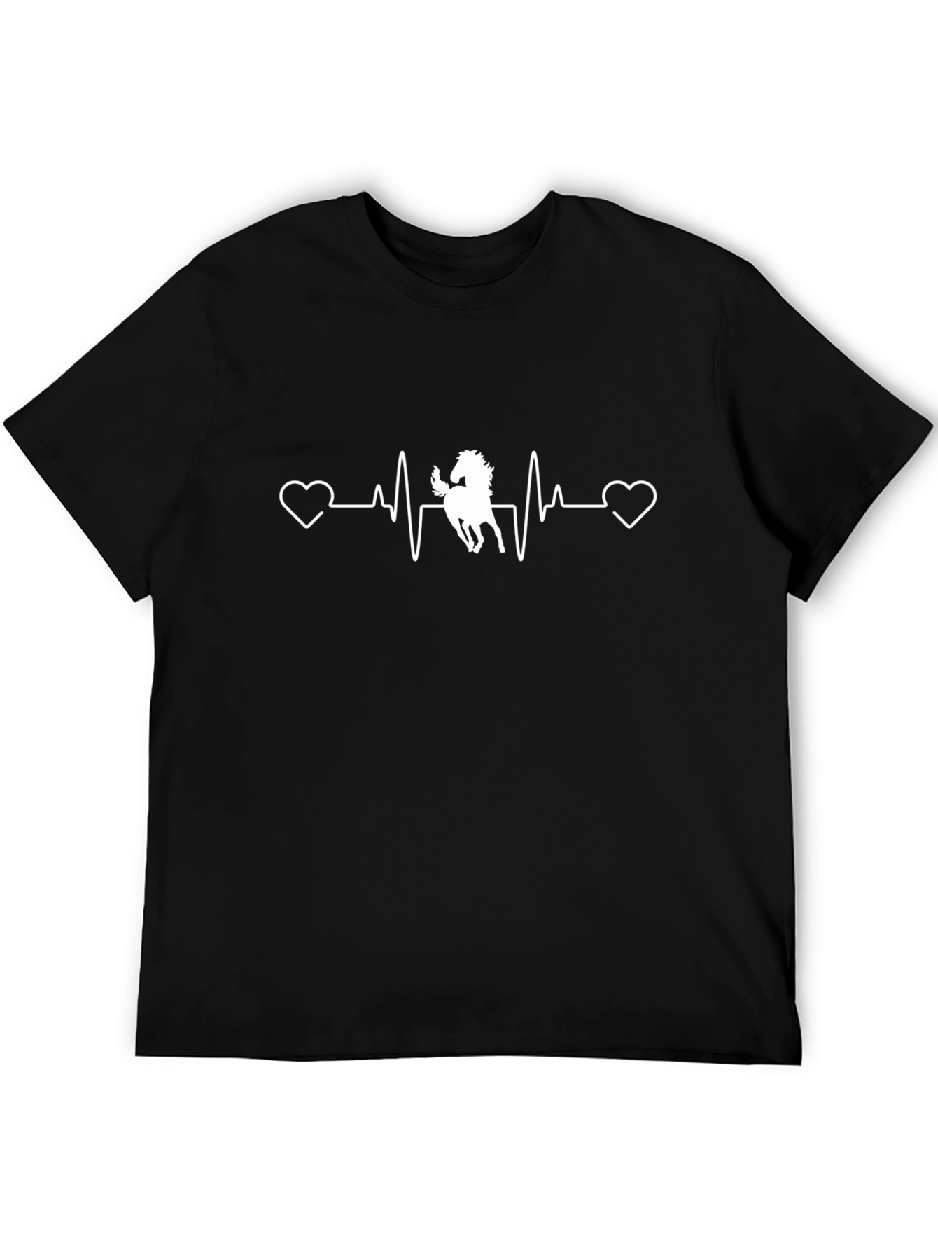 Horse Heartbeat Graphic Tee - Black