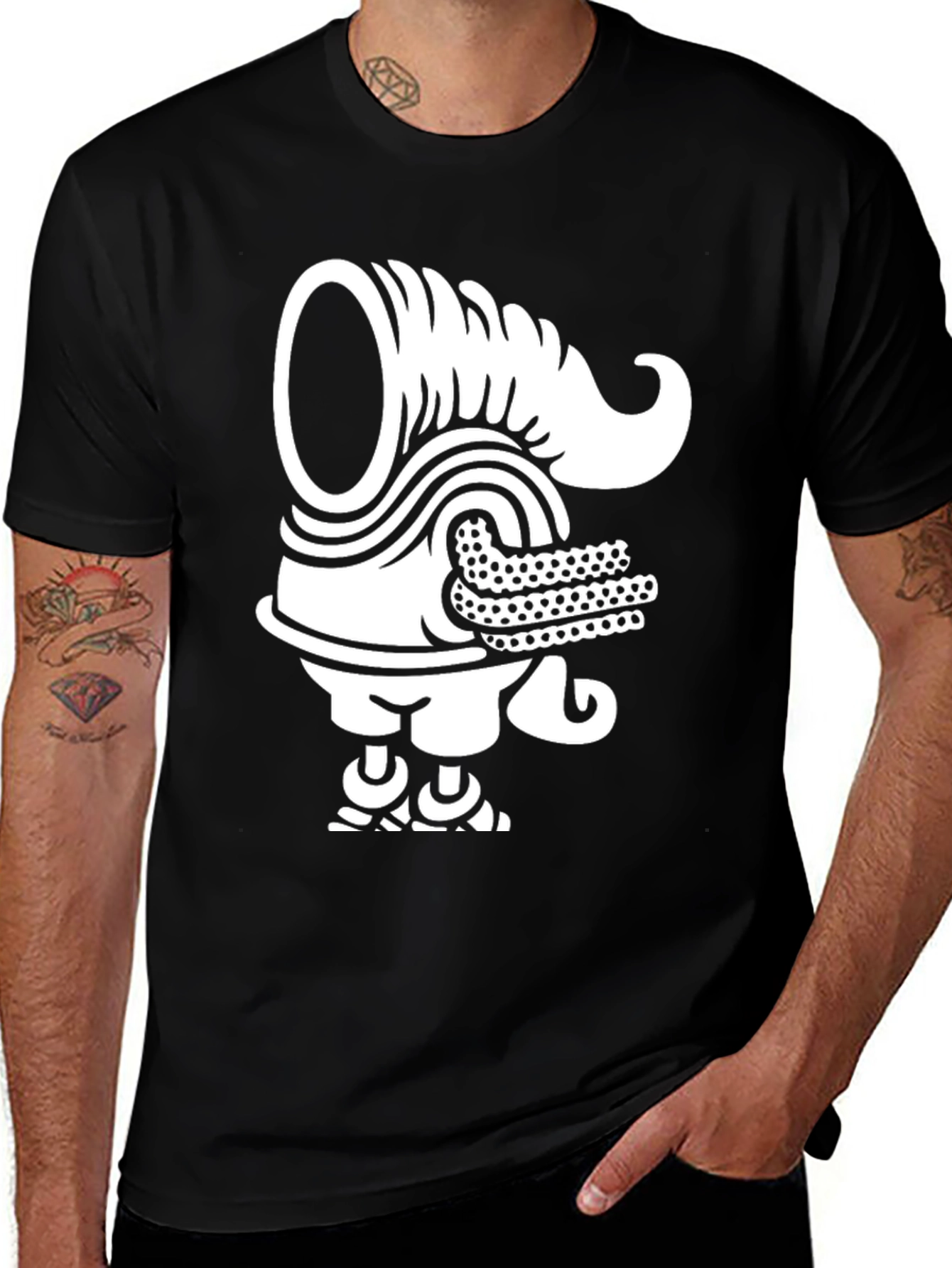 Unique Graphic Tee - Black T-Shirt with White Design