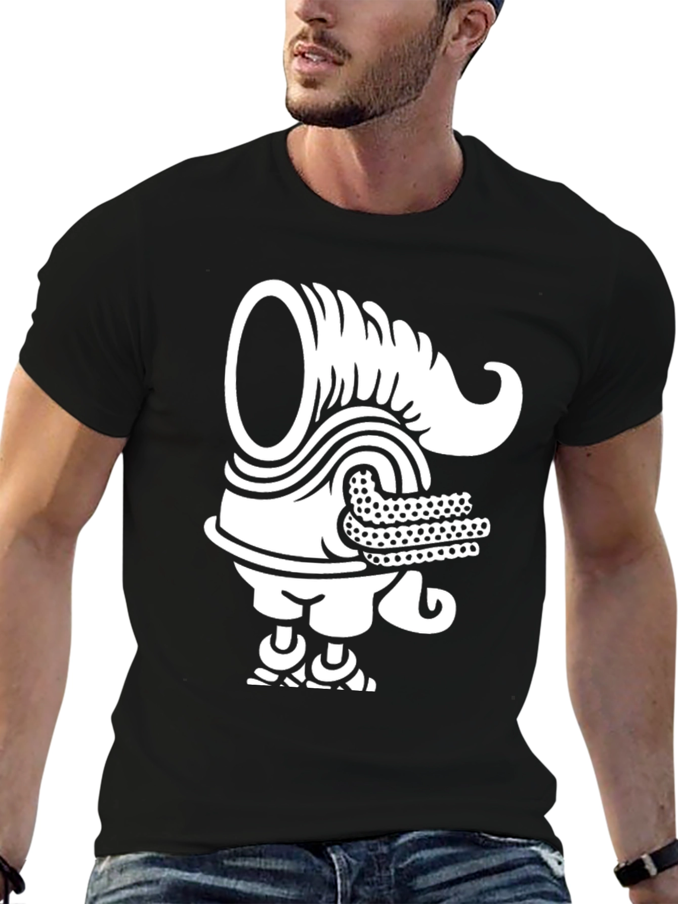 Unique Graphic Tee - Black T-Shirt with White Design