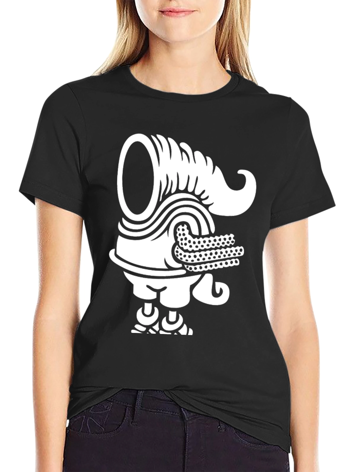 Unique Graphic Tee - Black T-Shirt with White Design