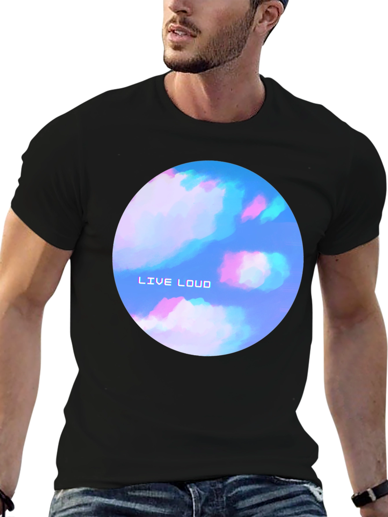 Live Loud Graphic Print Black T-Shirt