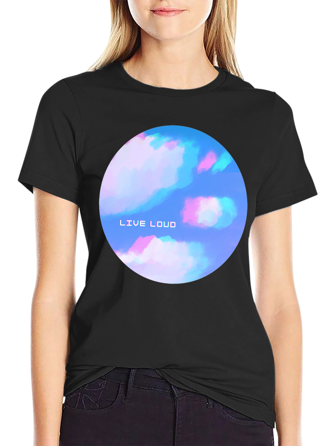 Live Loud Graphic Print Black T-Shirt