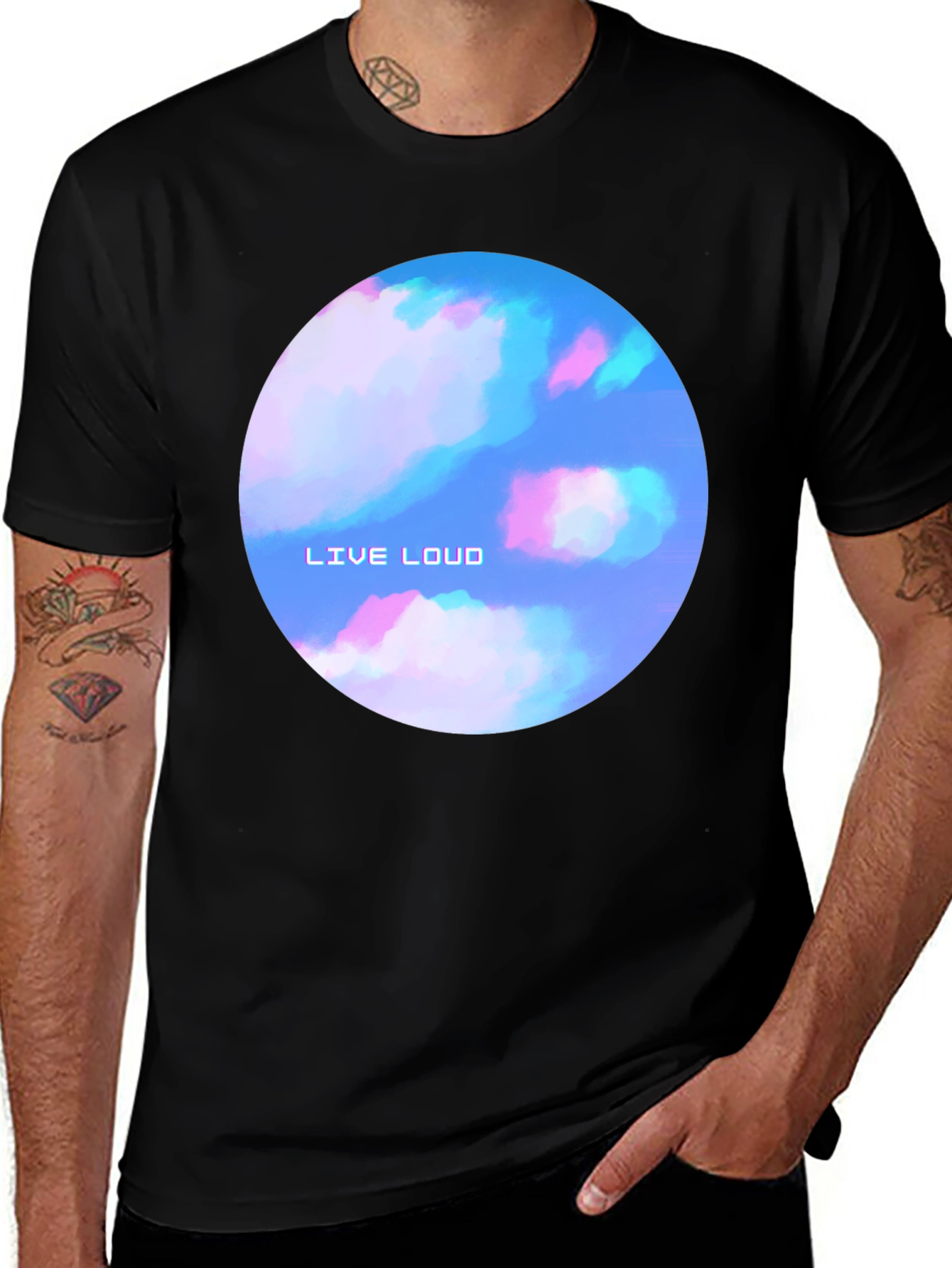 Live Loud Graphic Print Black T-Shirt