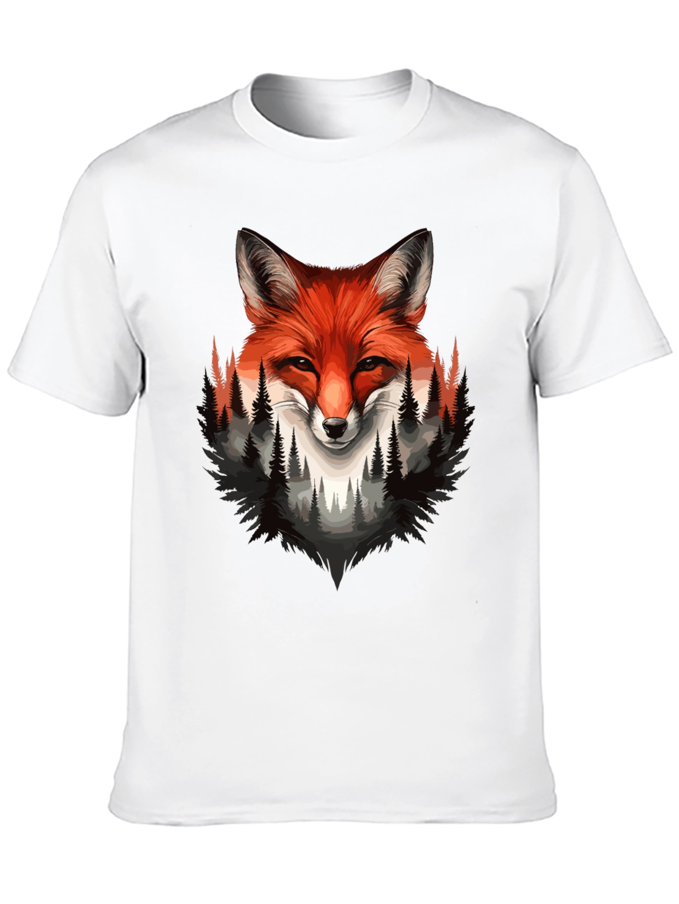 Fox & Forest Graphic Print Mens Black T-Shirt