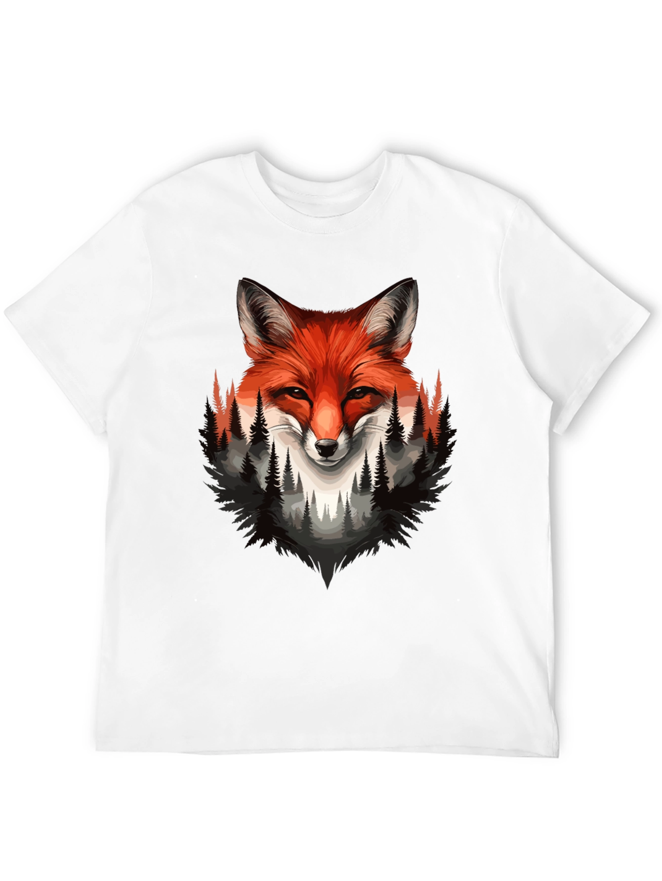 Fox & Forest Graphic Print Mens Black T-Shirt