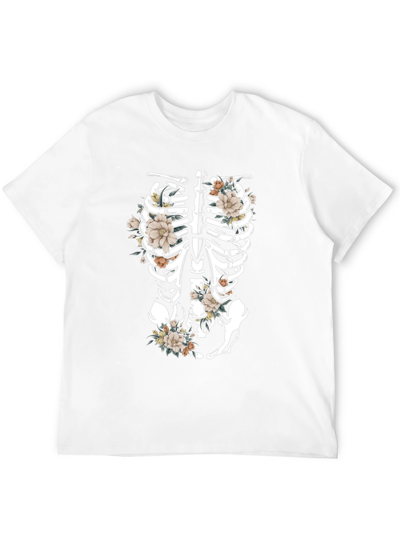 Floral Skeleton Rib Cage Graphic T-Shirt