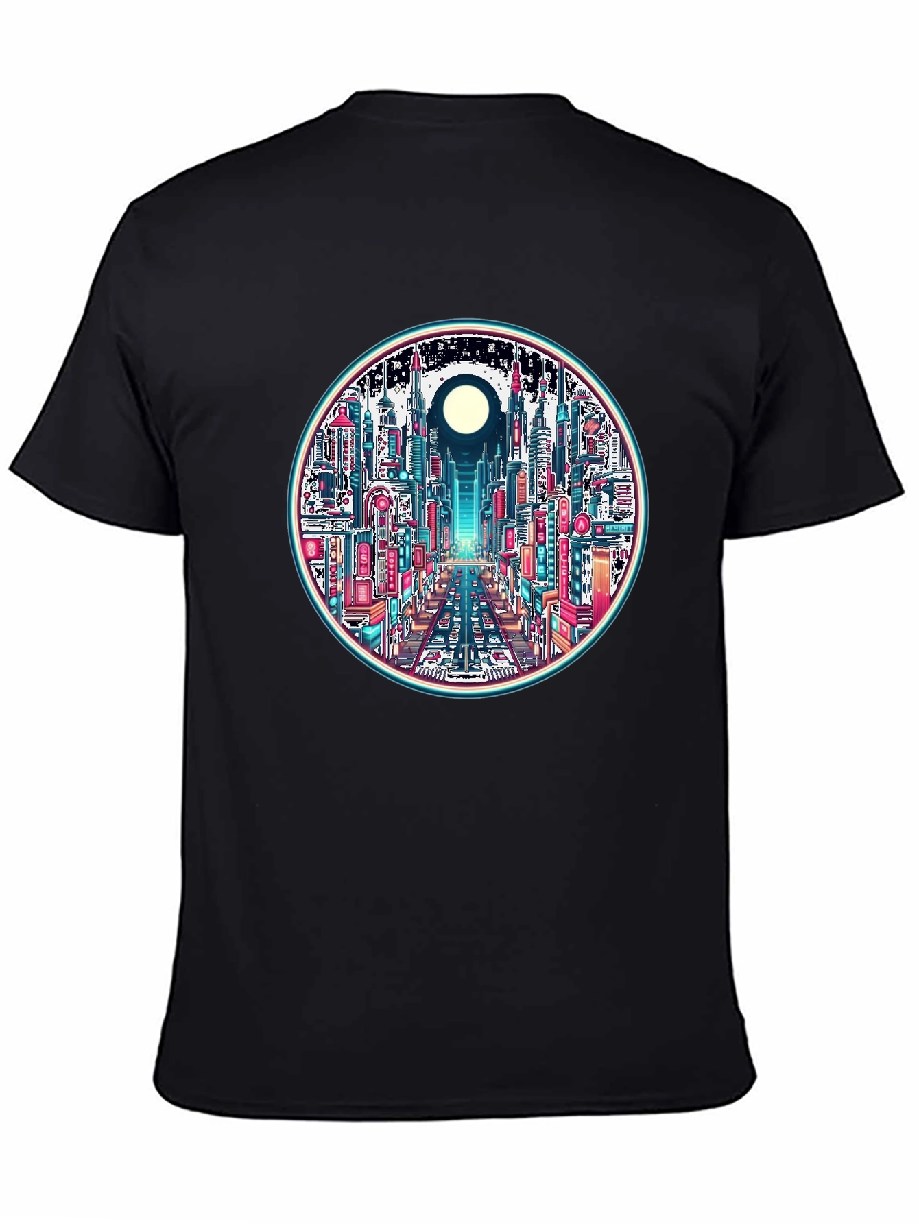 Cyberpunk Cityscape Graphic Tee - Retro Style