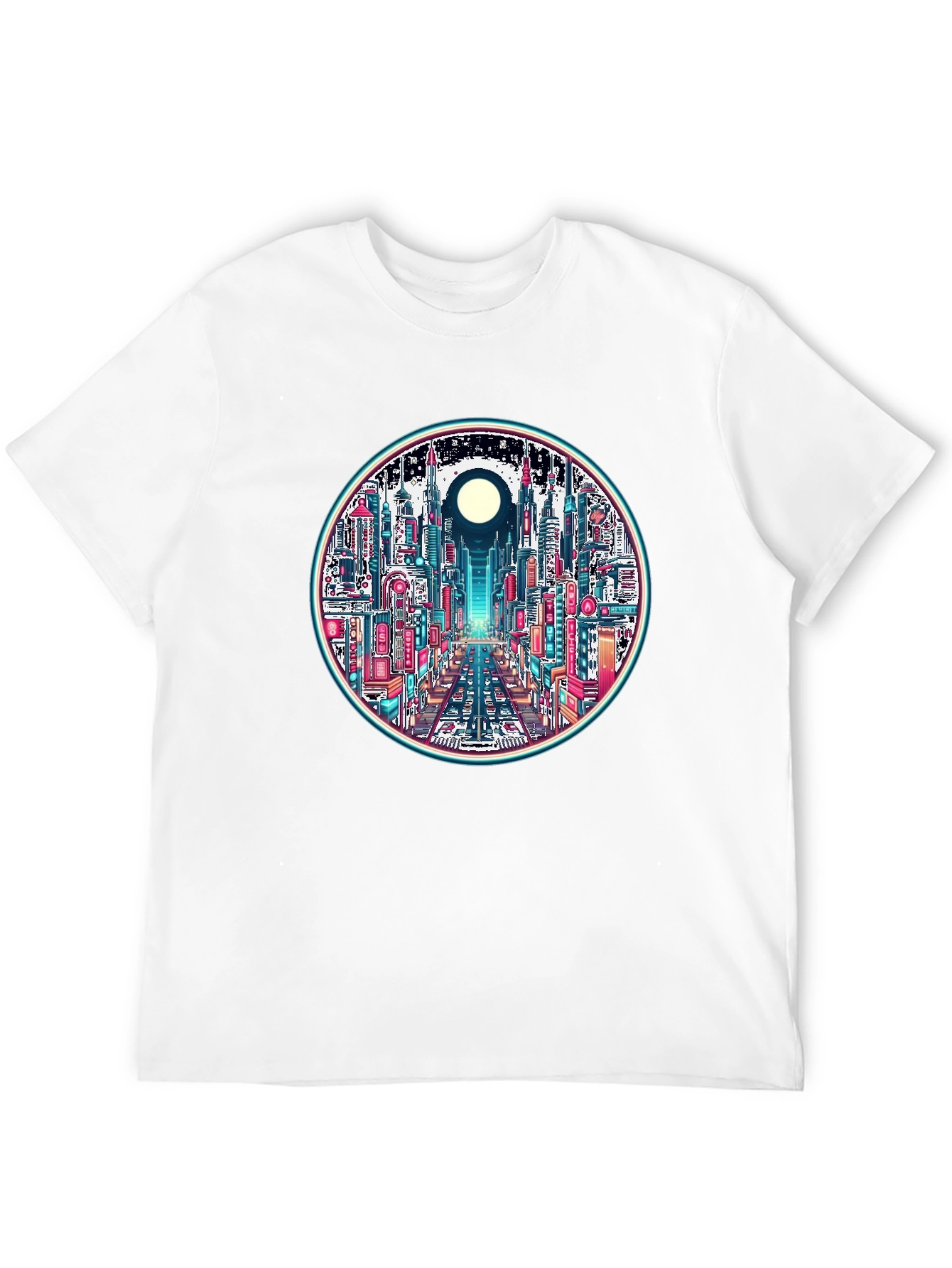 Cyberpunk Cityscape Graphic Tee - Retro Style