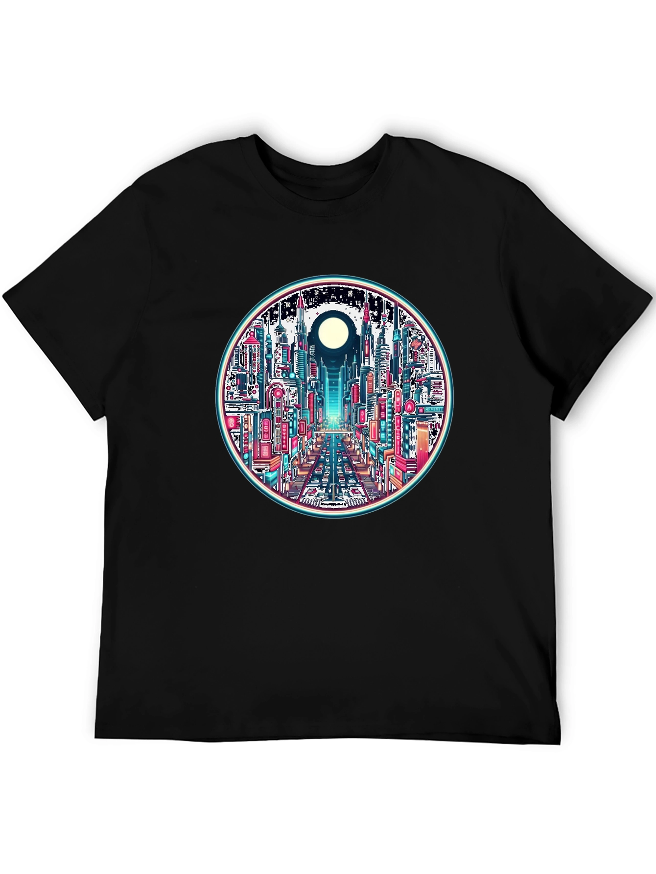 Cyberpunk Cityscape Graphic Tee - Retro Style