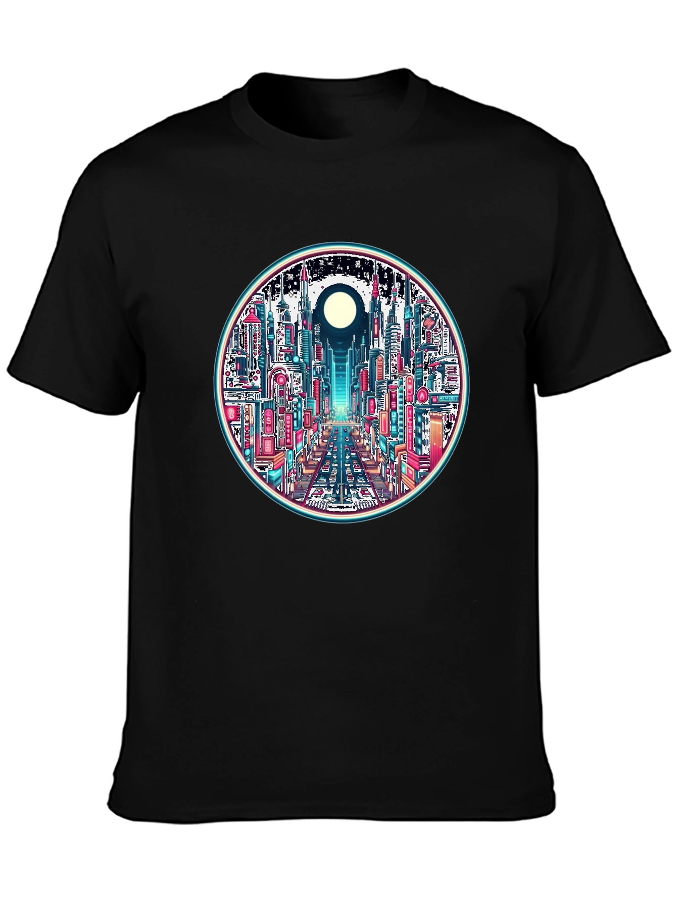 Cyberpunk Cityscape Graphic Tee - Retro Style