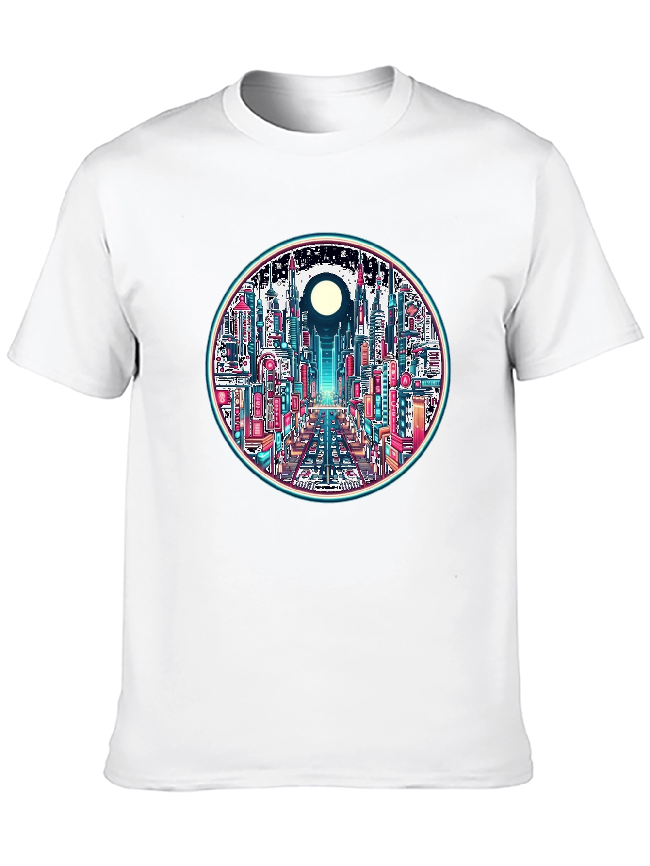 Cyberpunk Cityscape Graphic Tee - Retro Style