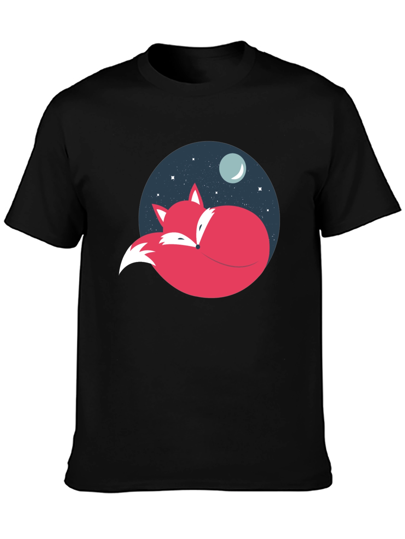 Fox Moon Graphic Tee - Black Cotton Blend