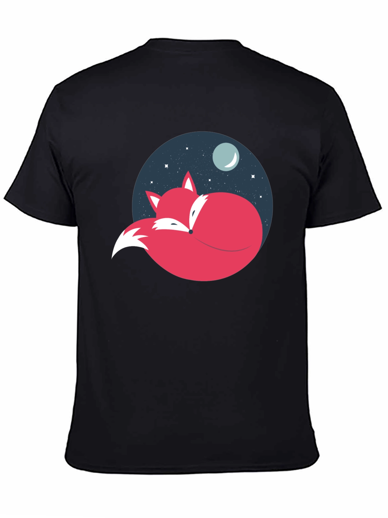 Fox Moon Graphic Tee - Black Cotton Blend