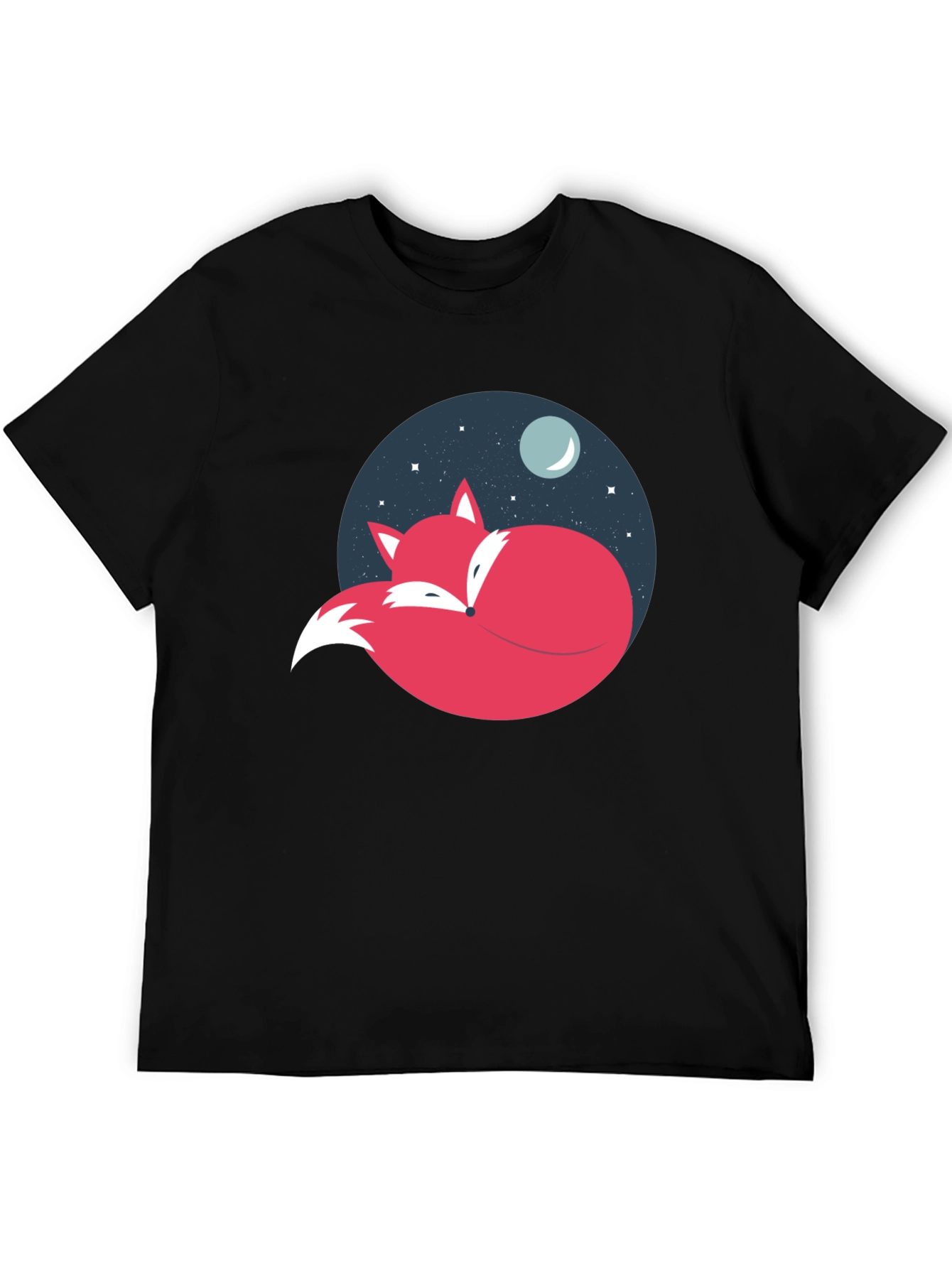 Fox Moon Graphic Tee - Black Cotton Blend
