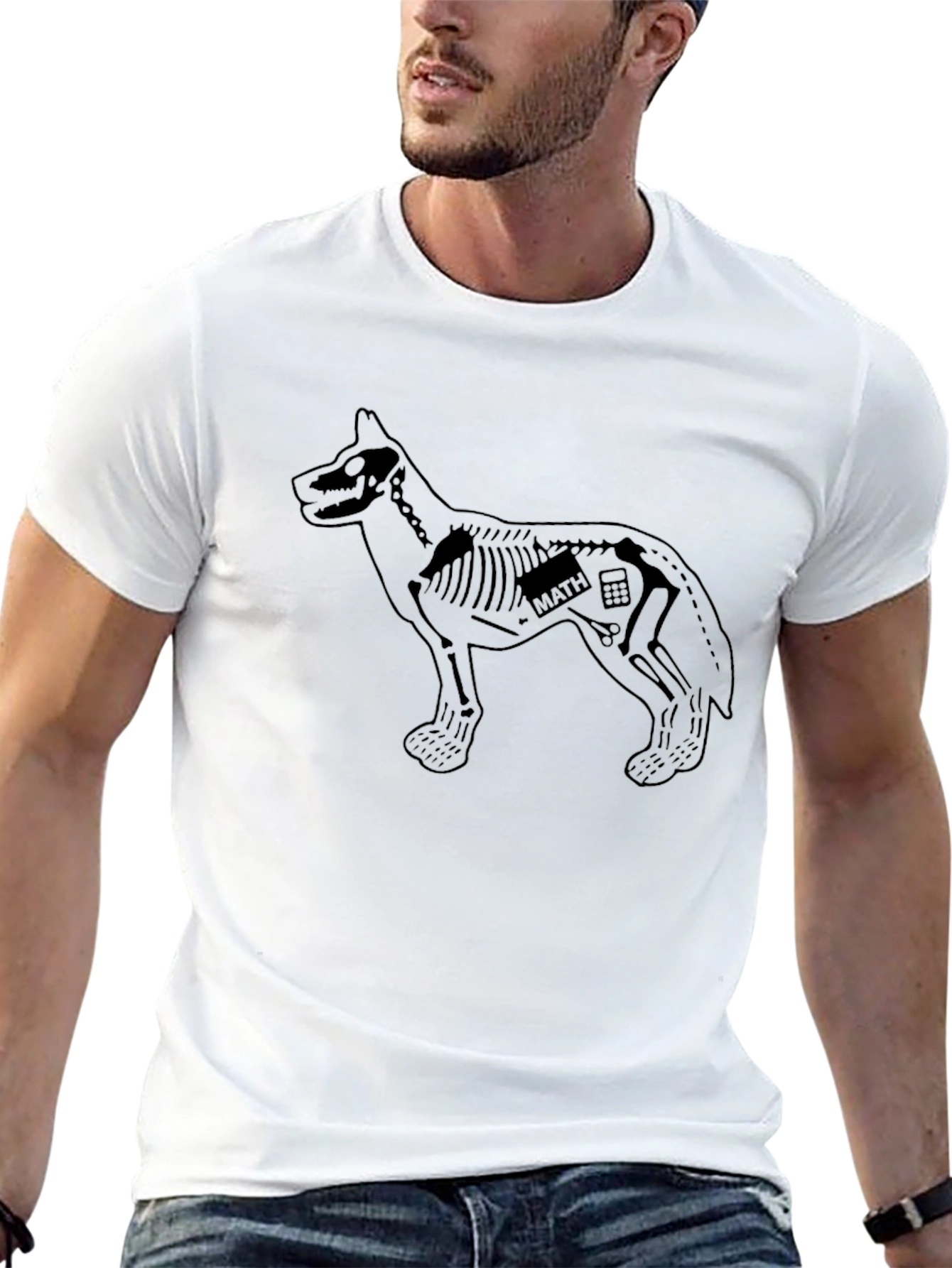 Math Dog Skeleton Graphic Tee - Black