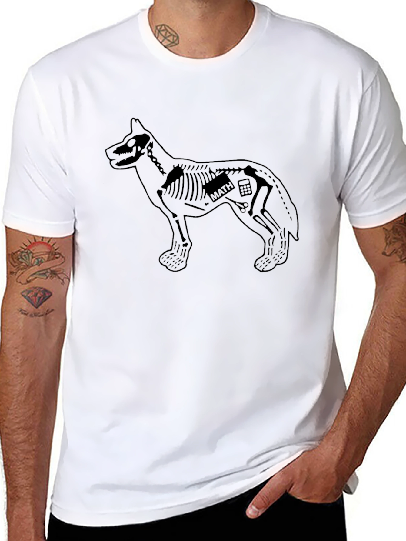 Math Dog Skeleton Graphic Tee - Black