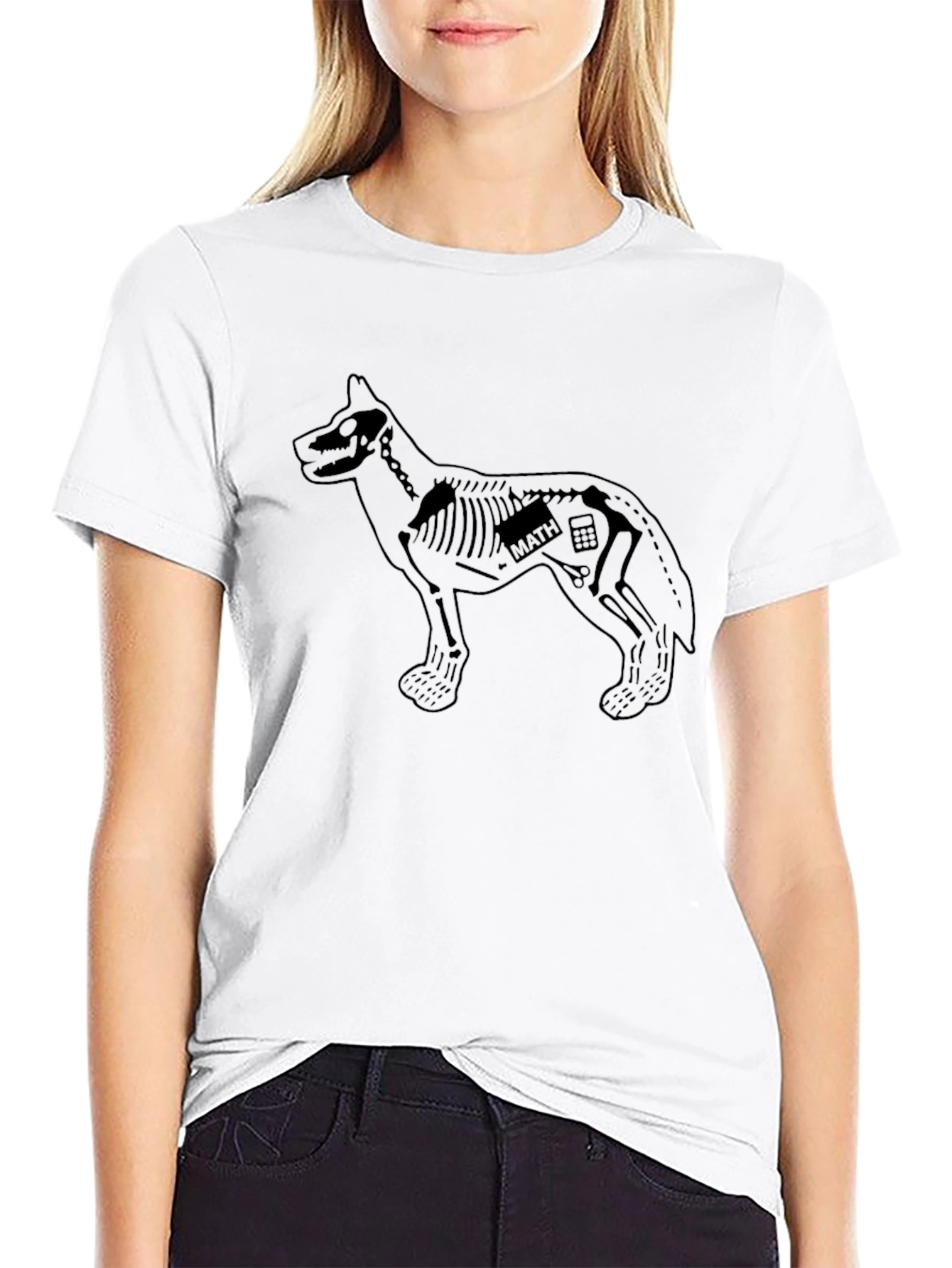 Math Dog Skeleton Graphic Tee - Black