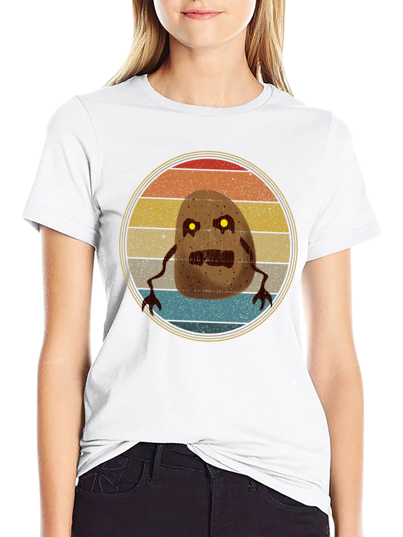 Retro Potato Monster Graphic T-Shirt