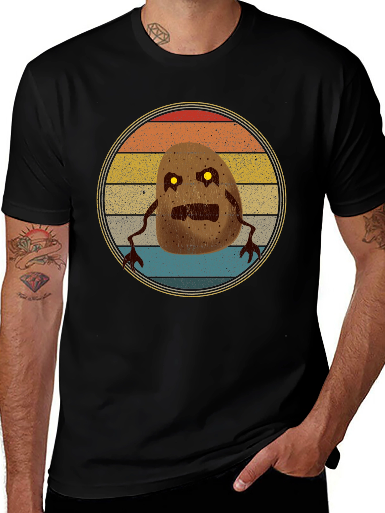 Retro Potato Monster Graphic T-Shirt