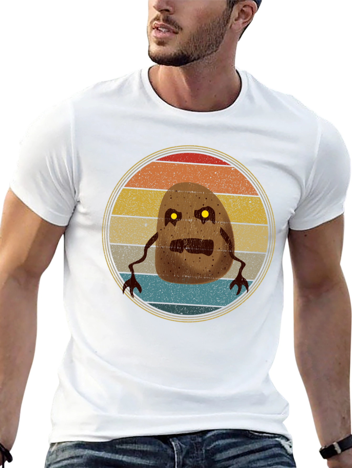 Retro Potato Monster Graphic T-Shirt