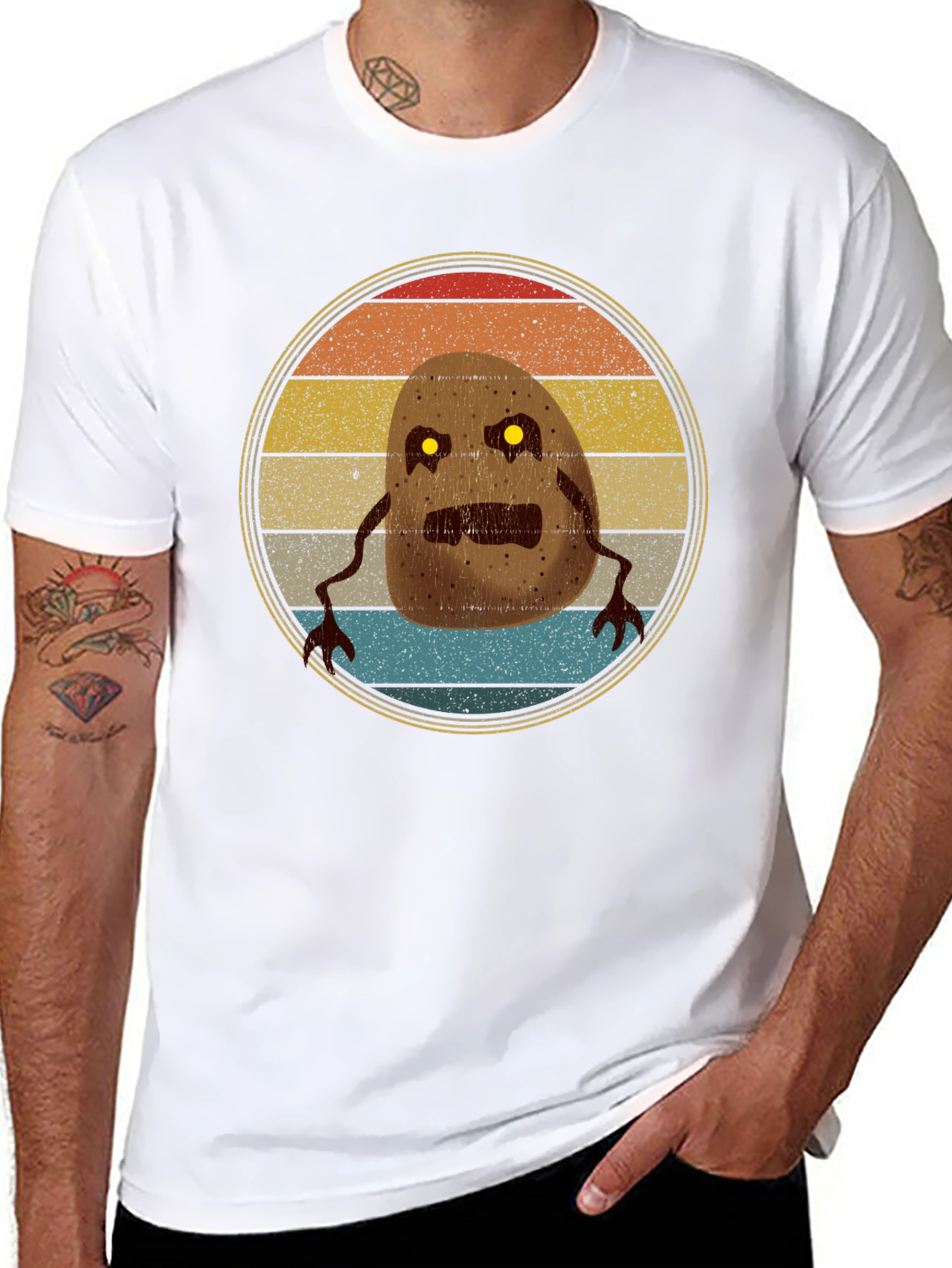 Retro Potato Monster Graphic T-Shirt