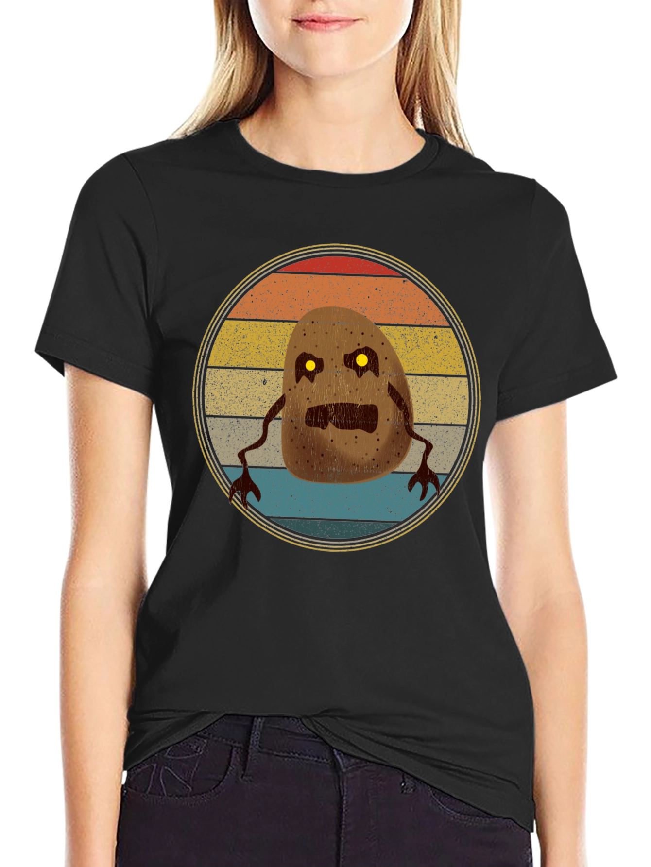 Retro Potato Monster Graphic T-Shirt