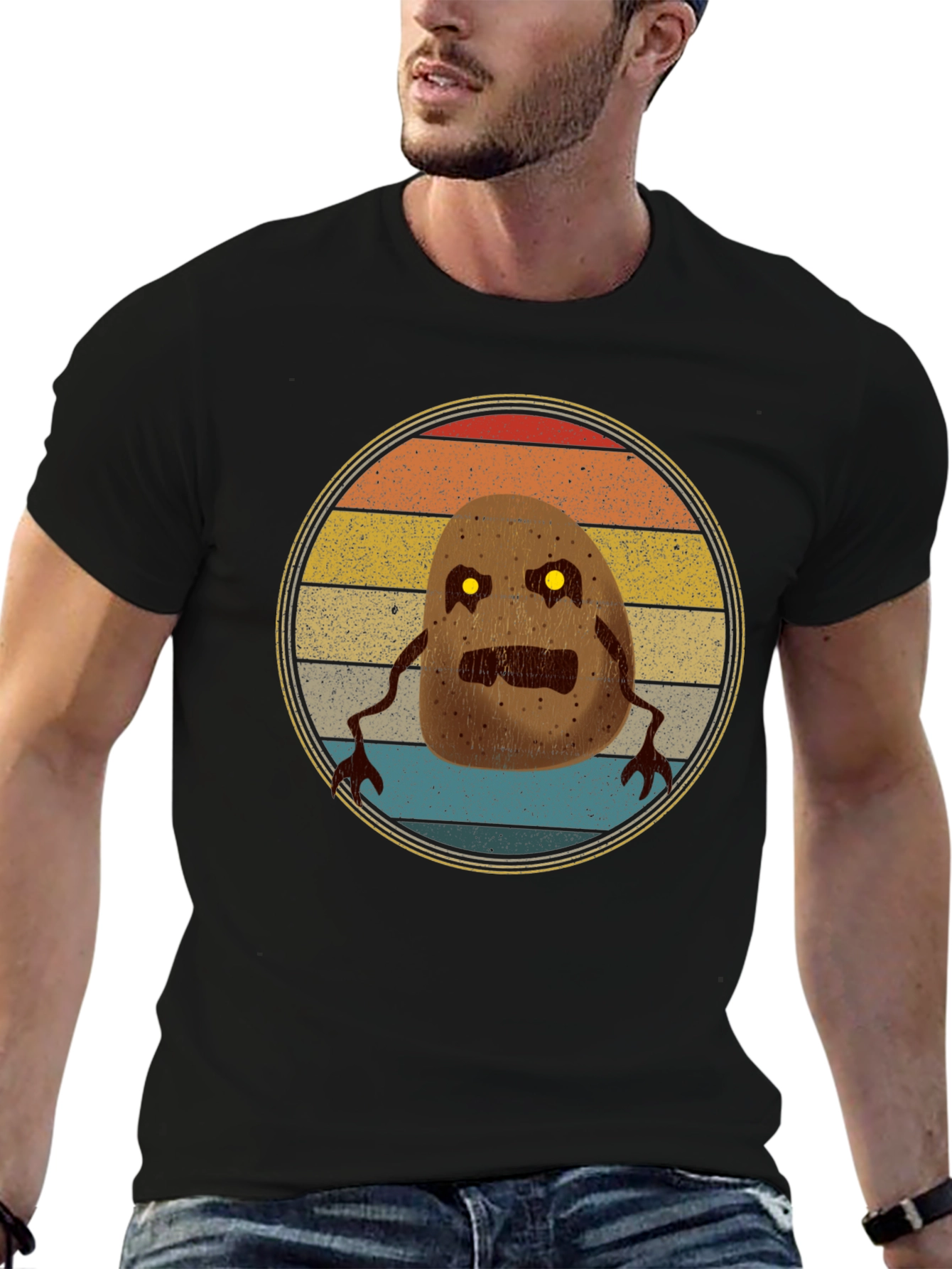 Retro Potato Monster Graphic T-Shirt