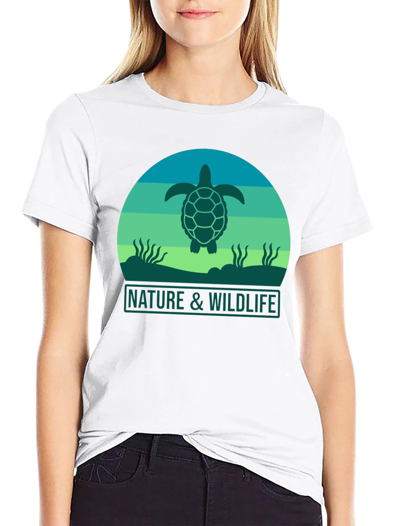 Nature & Wildlife Turtle Graphic Tee - Black
