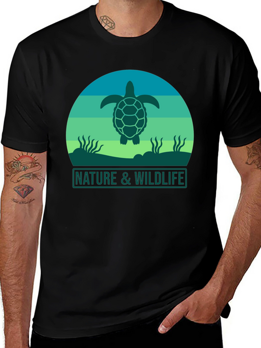 Nature & Wildlife Turtle Graphic Tee - Black
