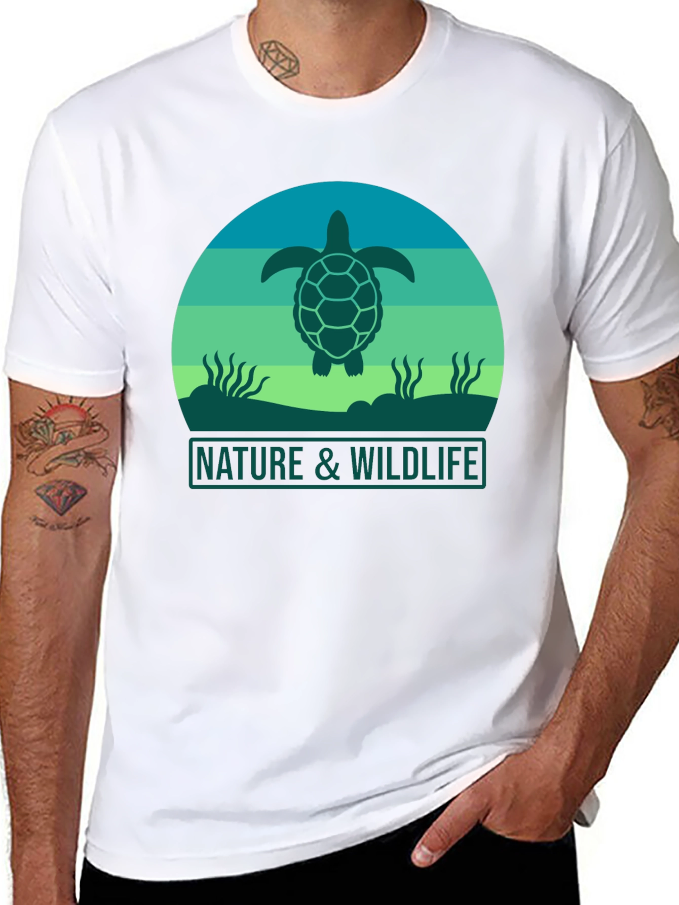 Nature & Wildlife Turtle Graphic Tee - Black