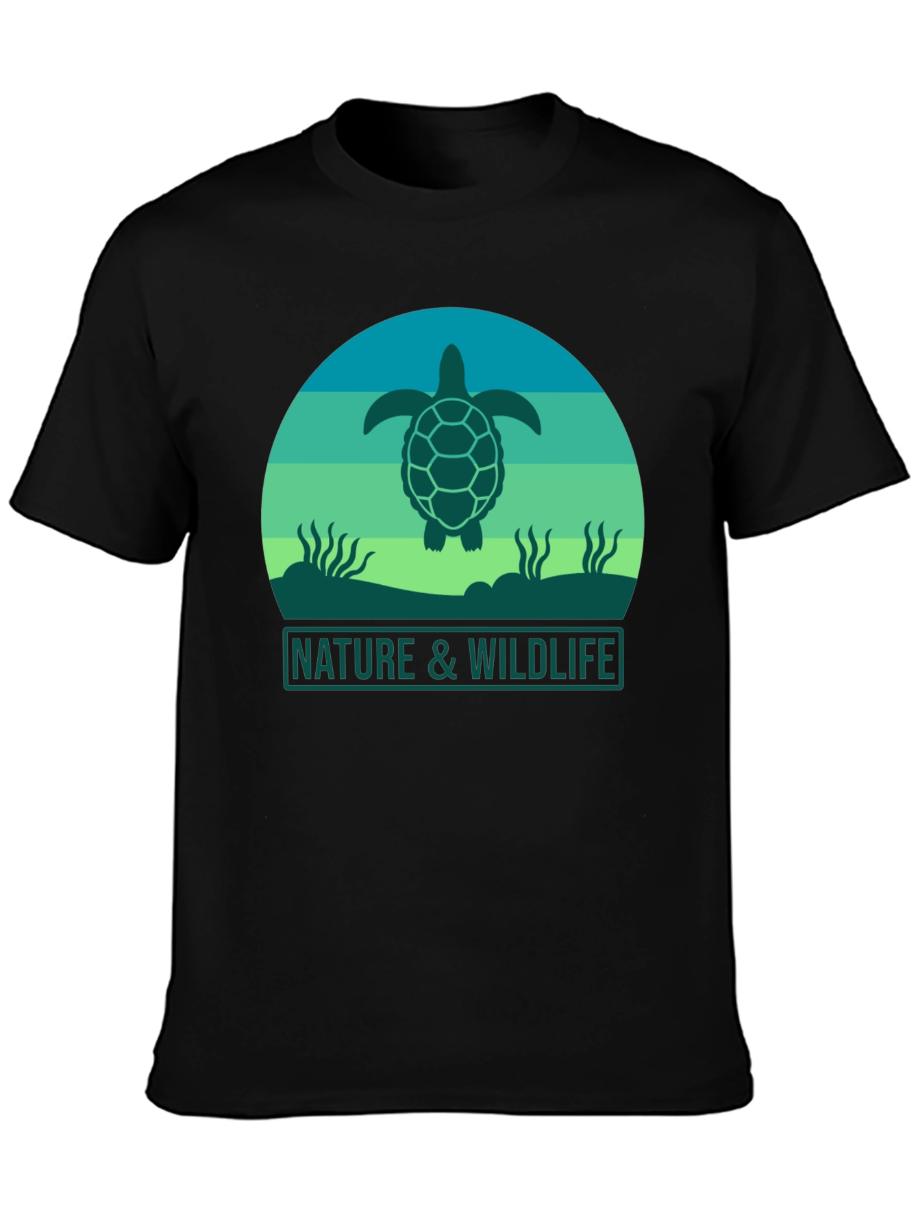 Nature & Wildlife Turtle Graphic Tee - Black