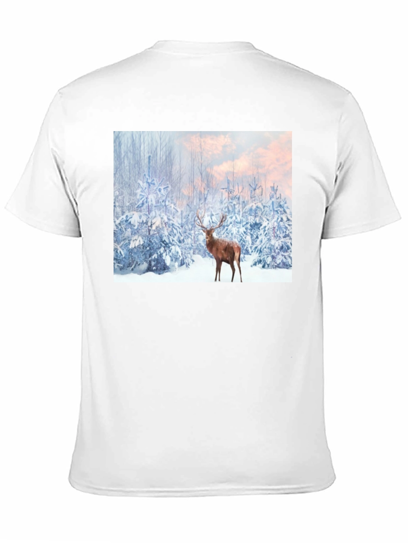 Winter Deer Scene Black T-Shirt