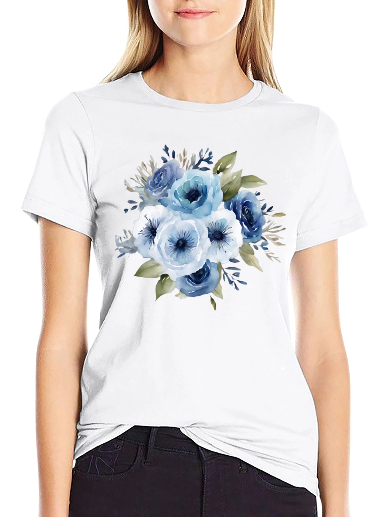 Floral Bouquet Graphic T-Shirt - Black Cotton Tee