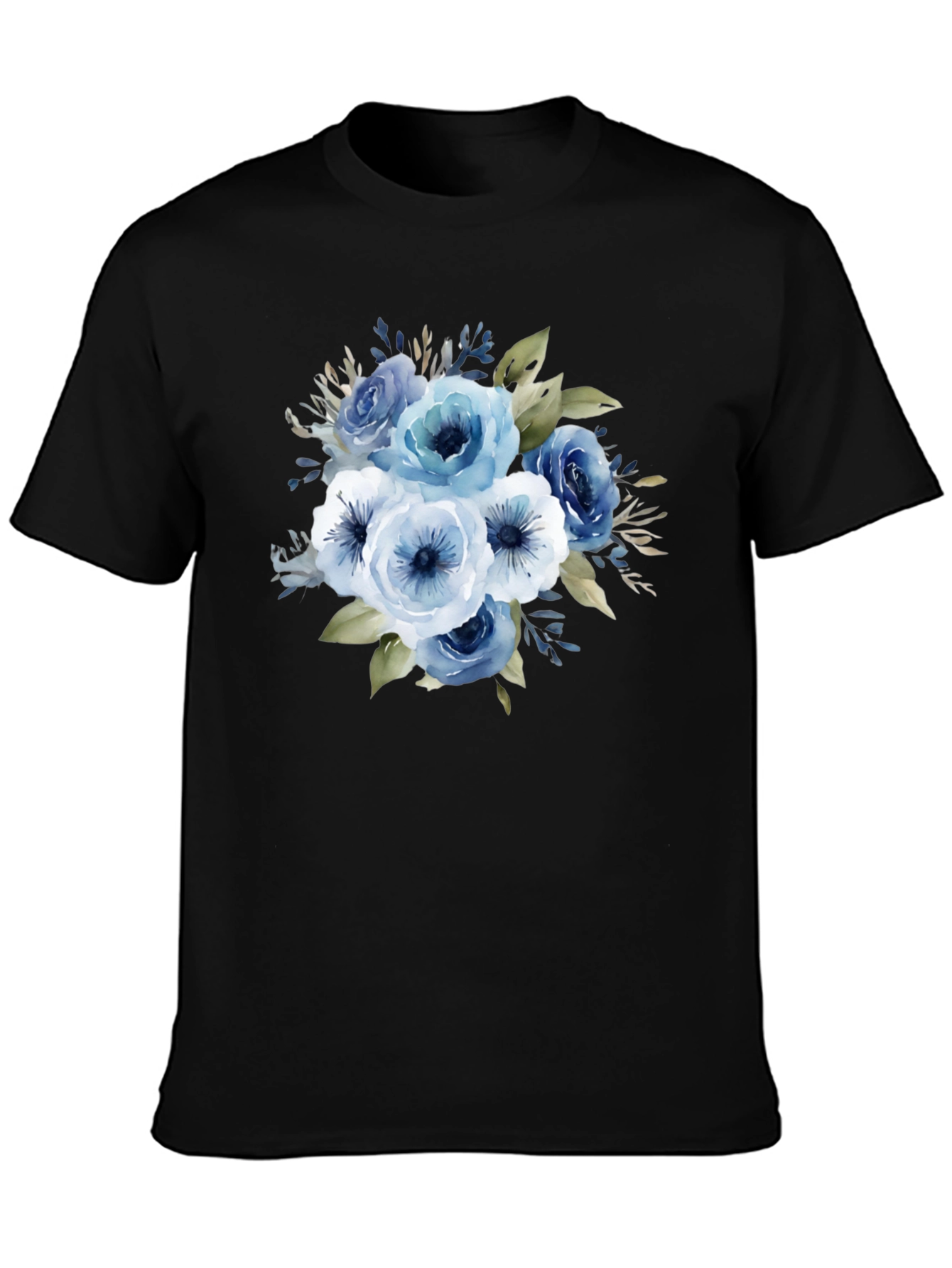 Floral Bouquet Graphic T-Shirt - Black Cotton Tee