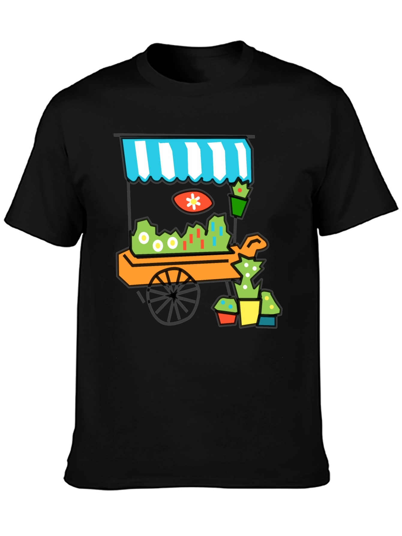 Cool Cactus Cart Black T-Shirt