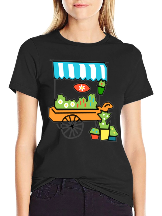 Cool Cactus Cart Black T-Shirt