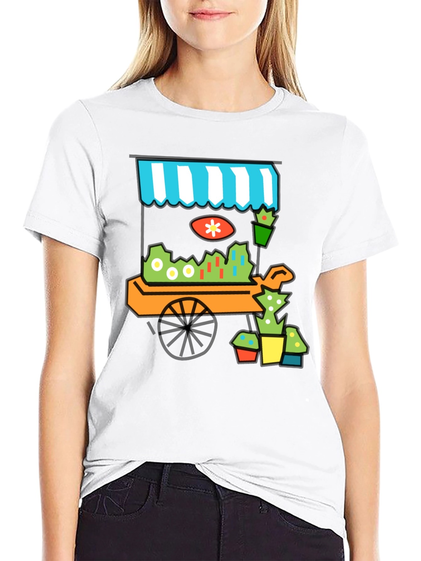 Cool Cactus Cart Black T-Shirt