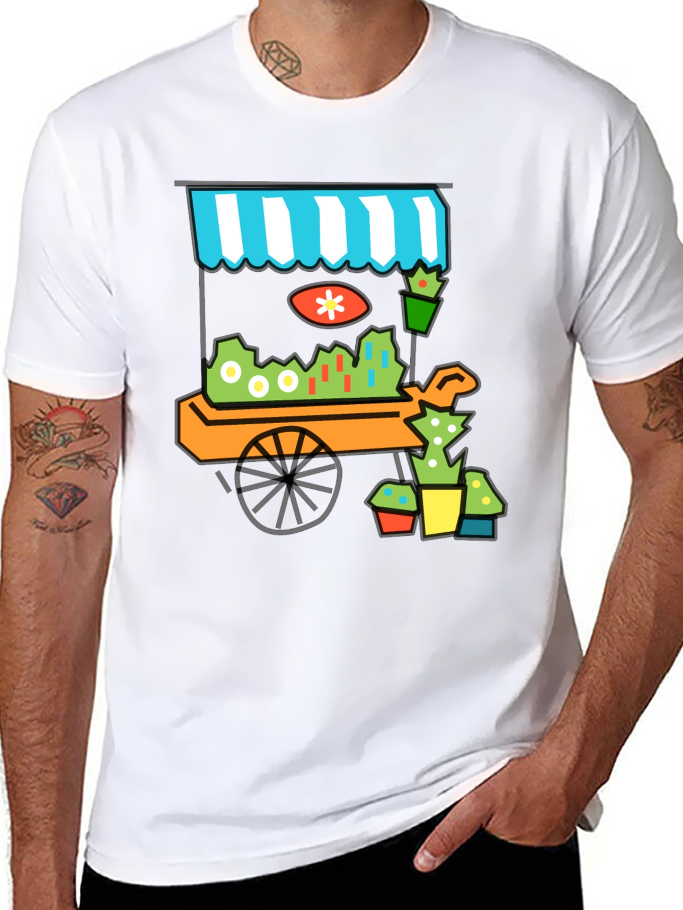 Cool Cactus Cart Black T-Shirt