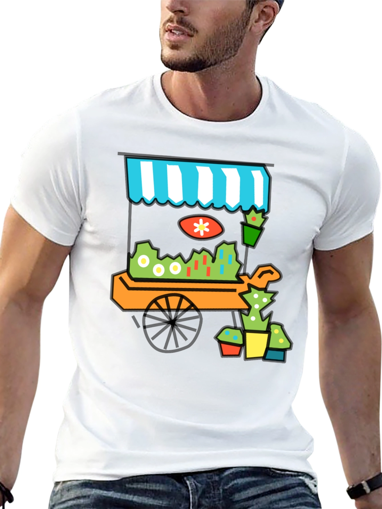 Cool Cactus Cart Black T-Shirt