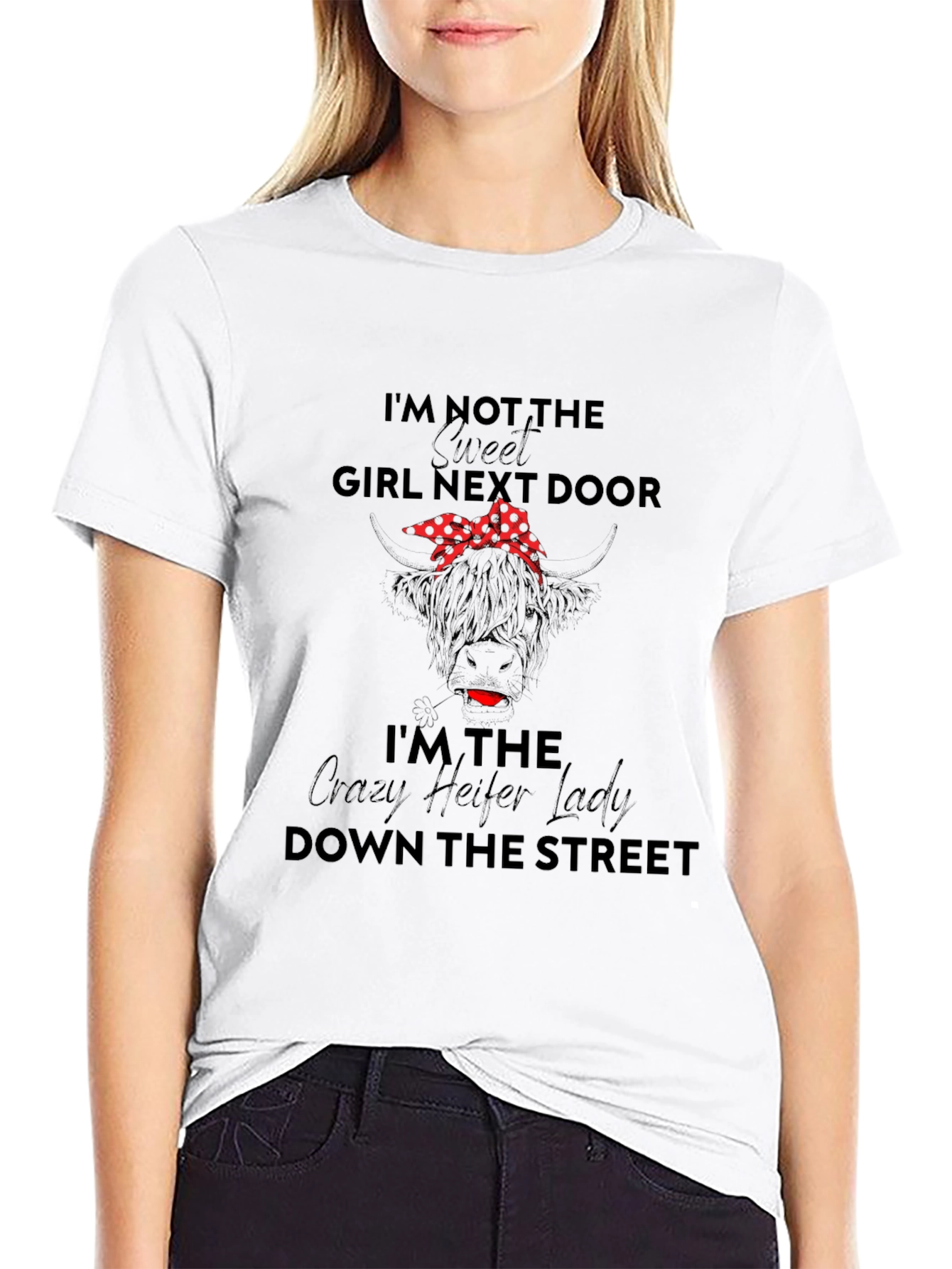 Crazy Heifer Lady Graphic Tee - Novelty Statement Shirt