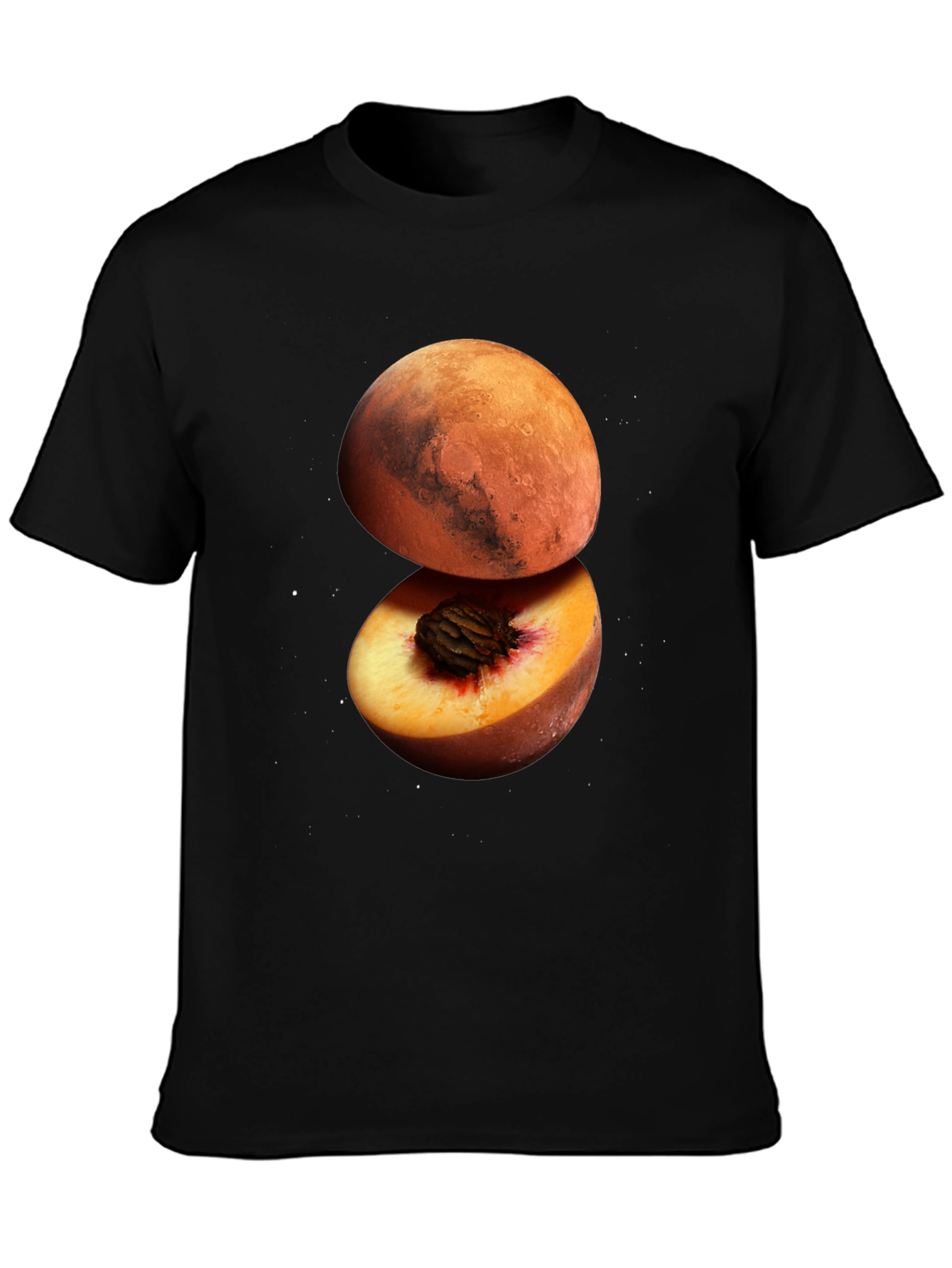 Mars Peach Graphic Tee - Unique Space Fruit Design