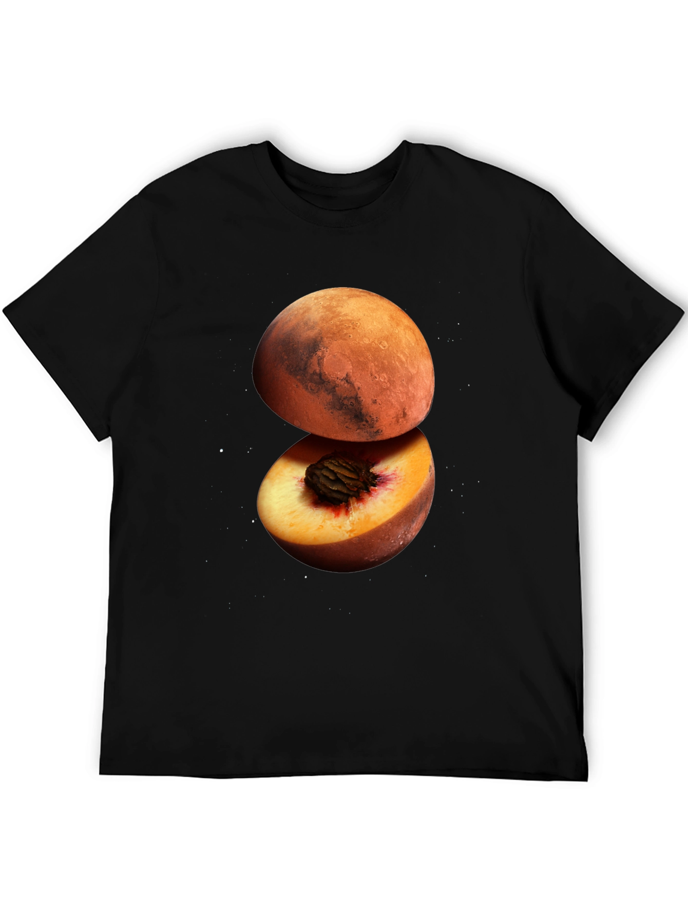 Mars Peach Graphic Tee - Unique Space Fruit Design