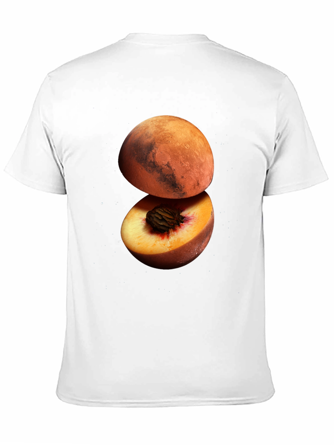 Mars Peach Graphic Tee - Unique Space Fruit Design