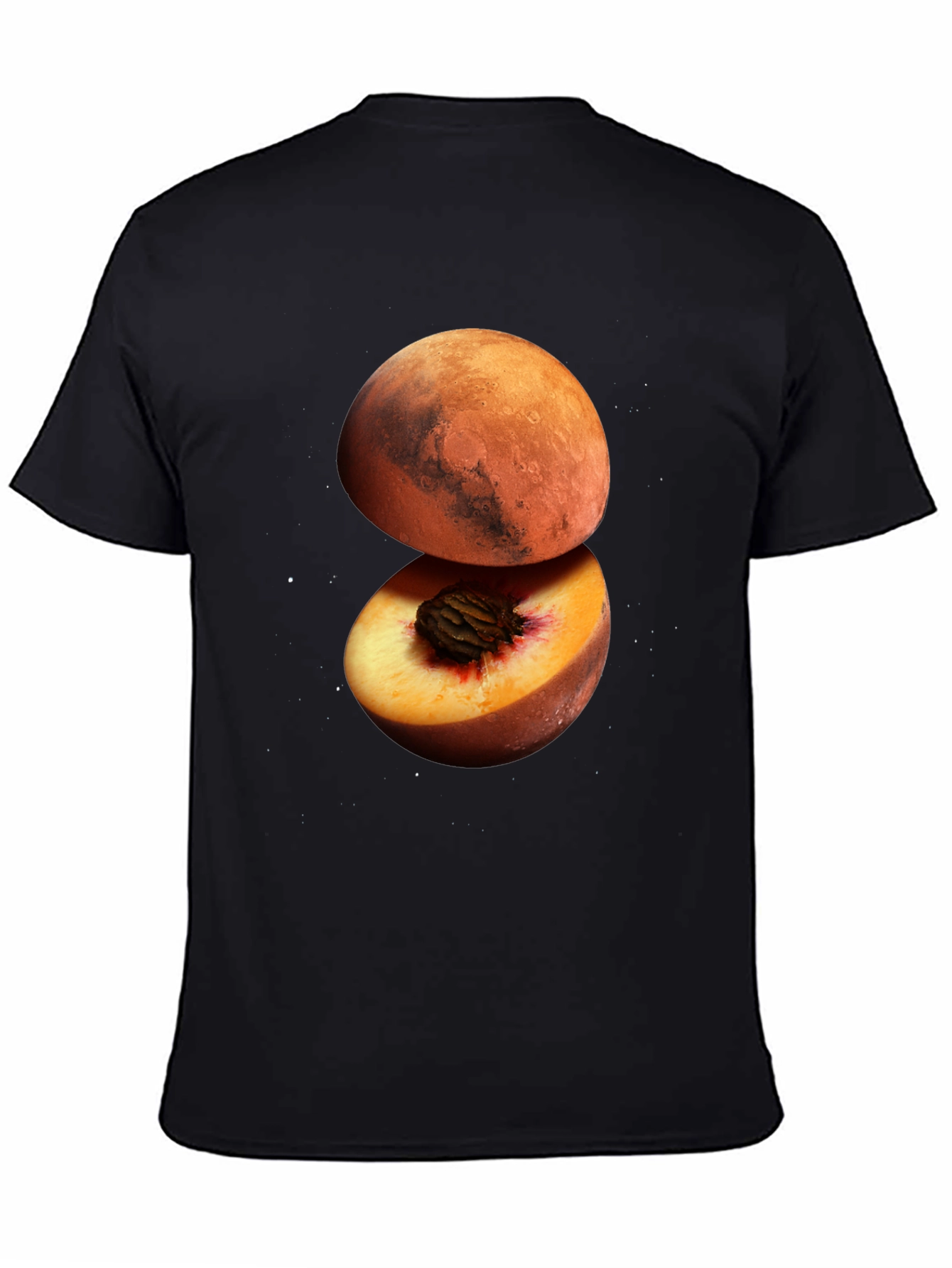 Mars Peach Graphic Tee - Unique Space Fruit Design