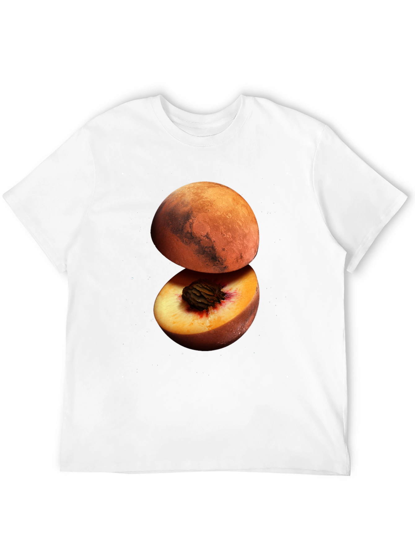 Mars Peach Graphic Tee - Unique Space Fruit Design