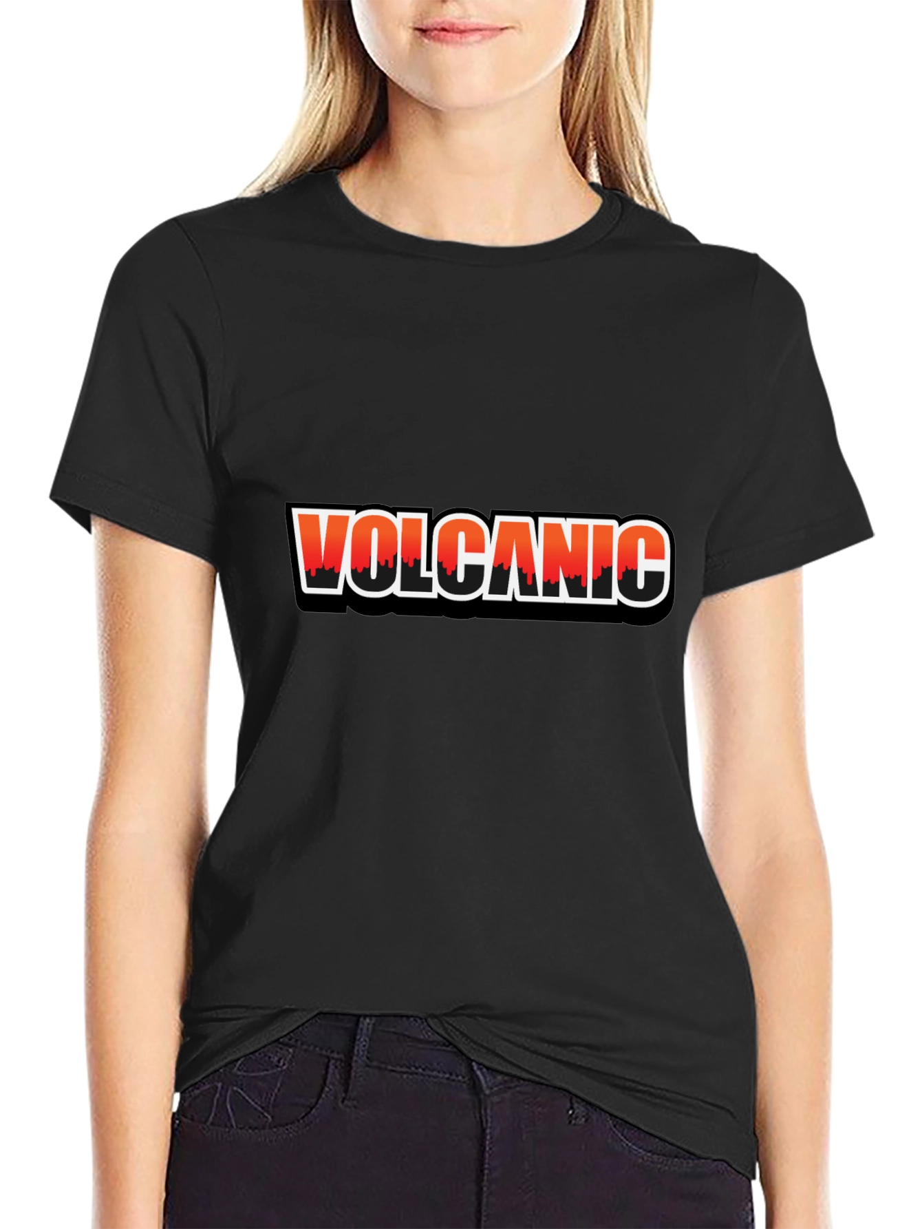 Volcanic Graphic Print Black T-Shirt