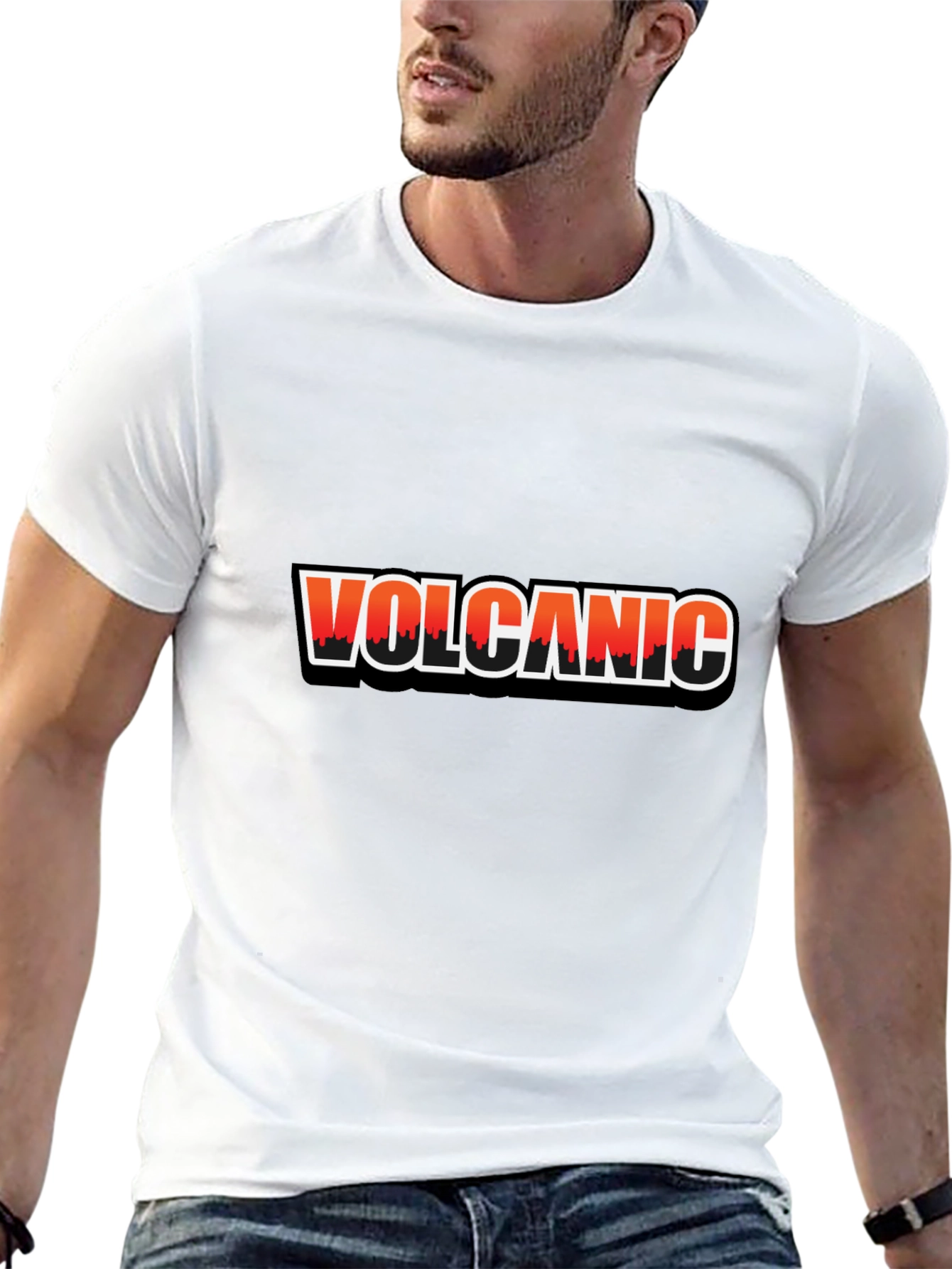 Volcanic Graphic Print Black T-Shirt