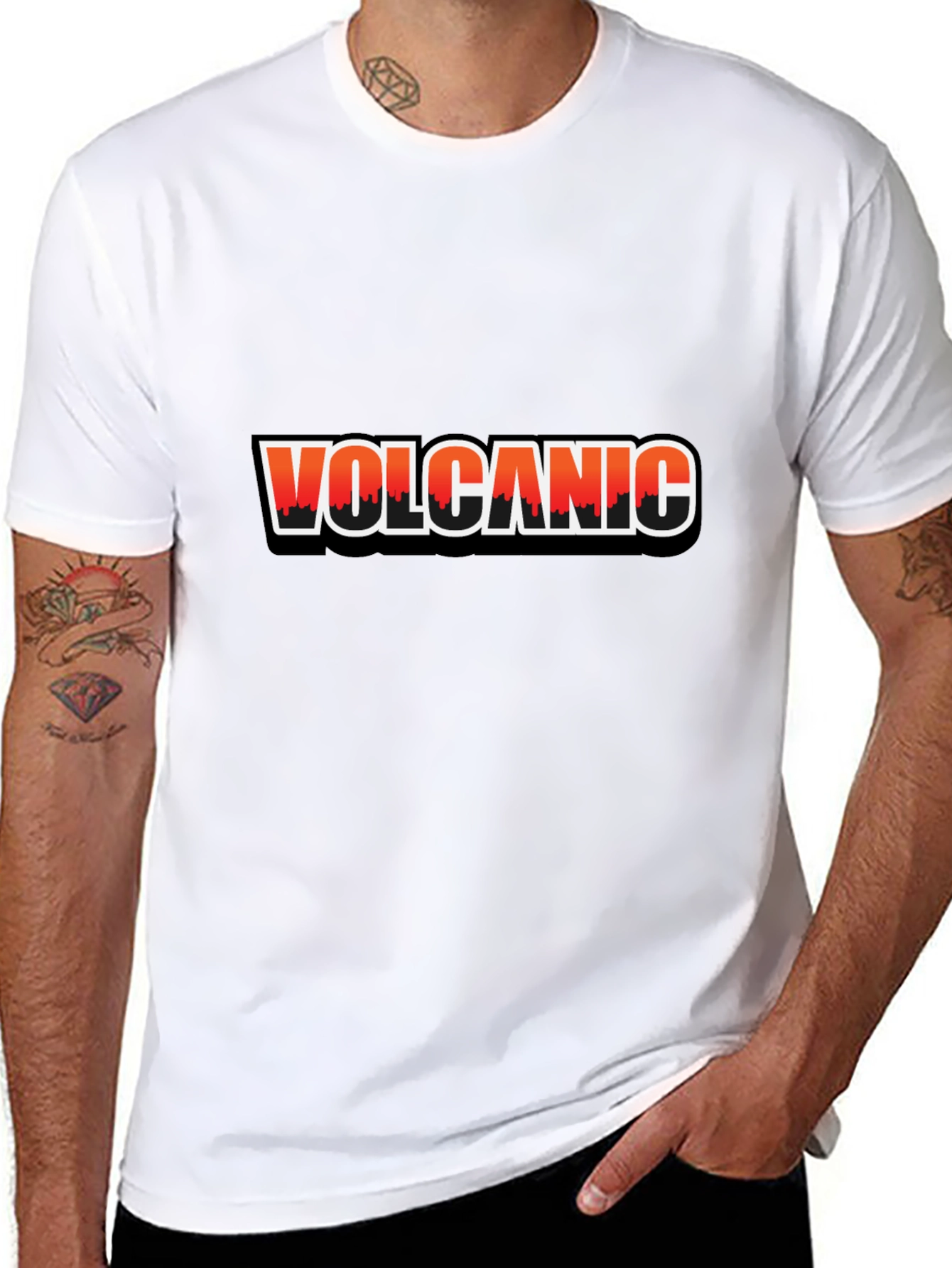 Volcanic Graphic Print Black T-Shirt