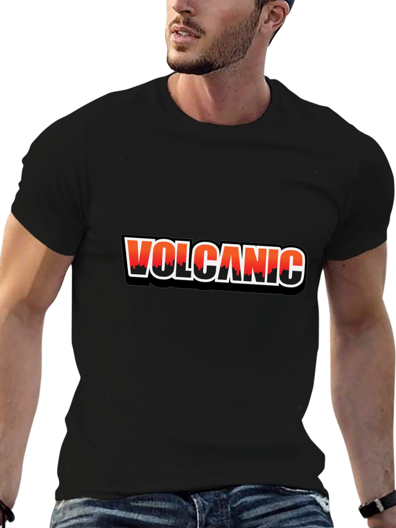 Volcanic Graphic Print Black T-Shirt